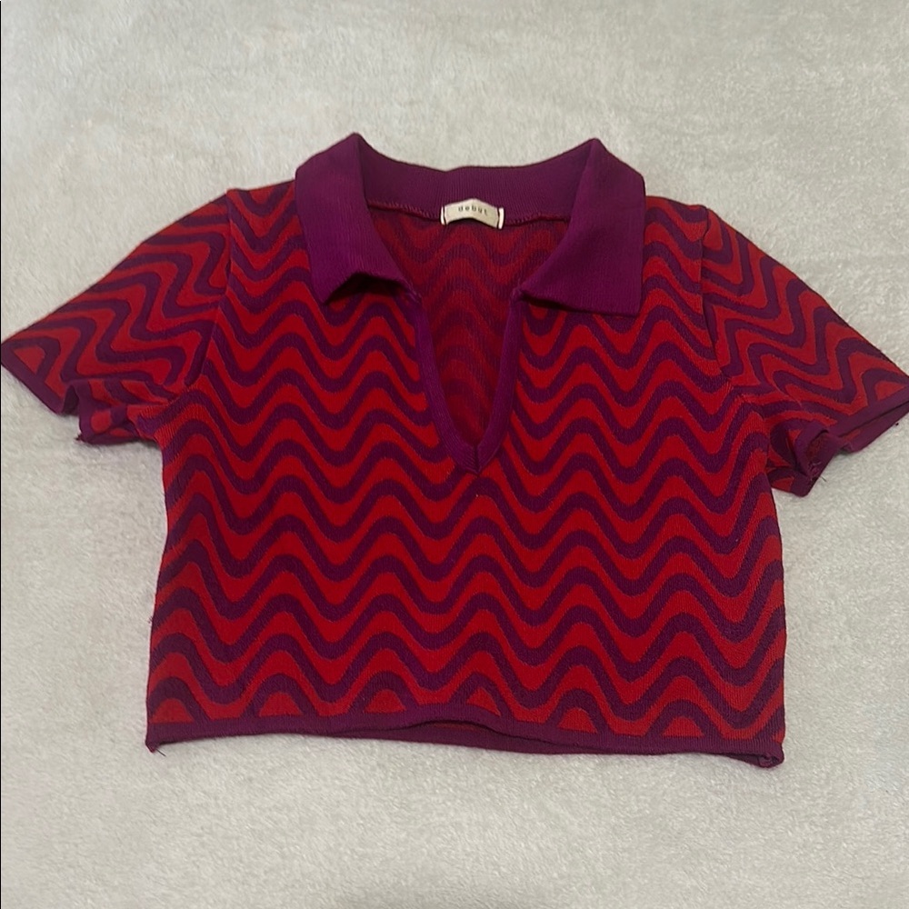 Red and Purple Zigzag Polo Shirt